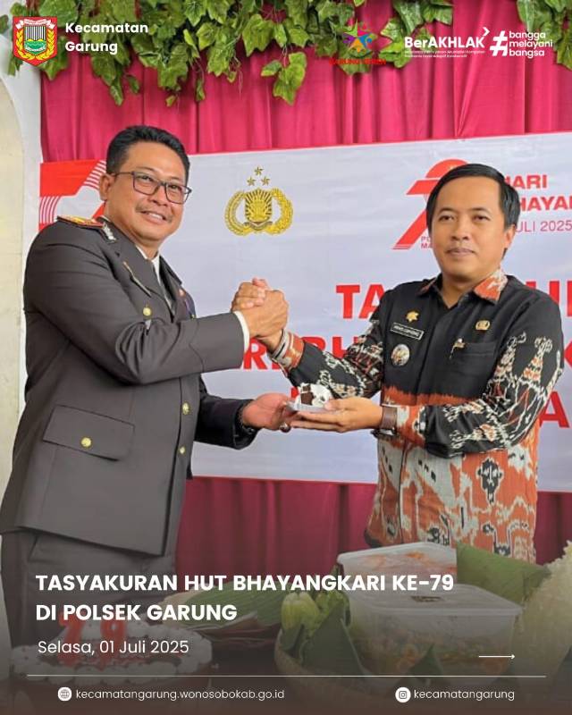 Tasyakuran HUT Bhayangkara ke 79 di Polsek Garung.